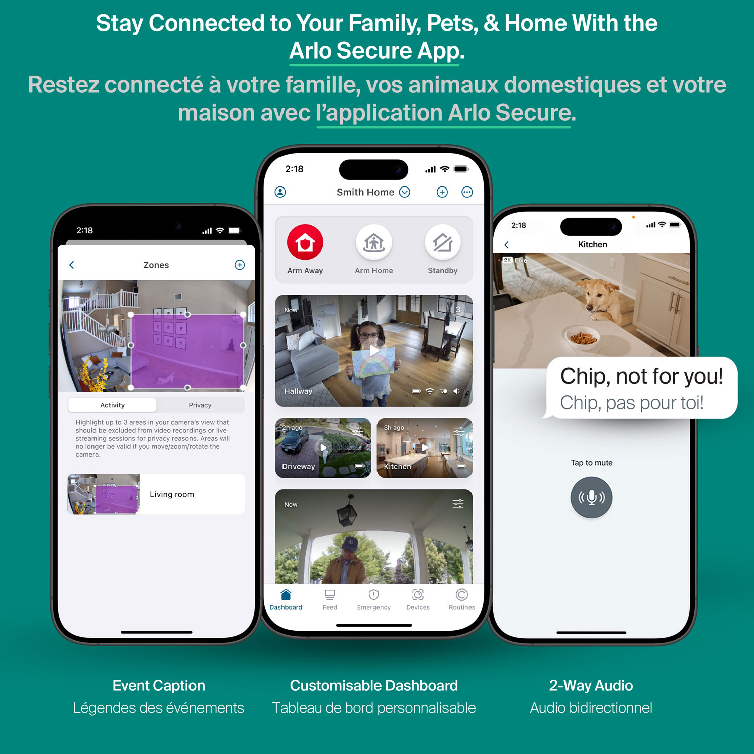 Caméra de surveillance d'intérieur 2K panoramique/inclinable à brancher avec fil Arlo - Blanc