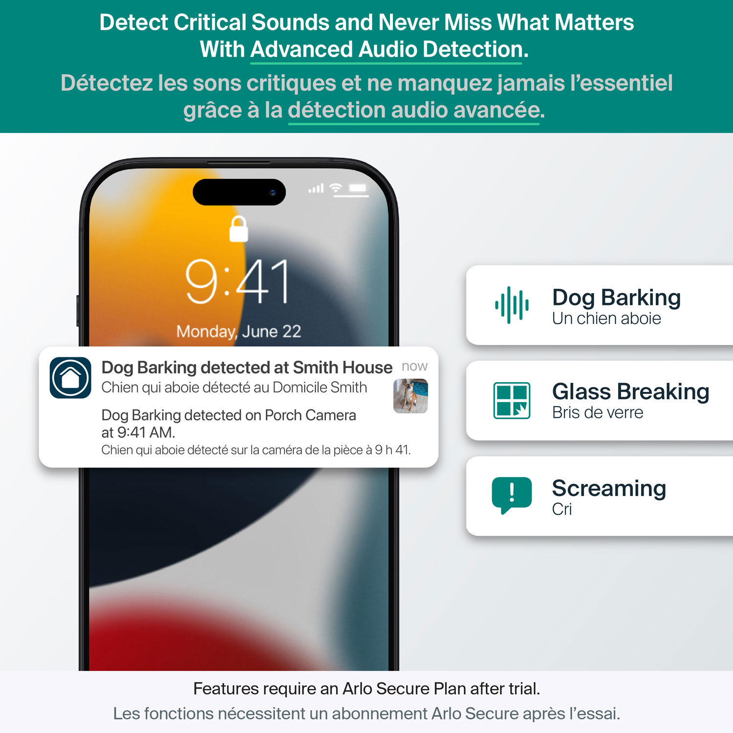 Caméra de surveillance d'extérieur 2K panoramique/inclinable à brancher avec fil Arlo - Blanc