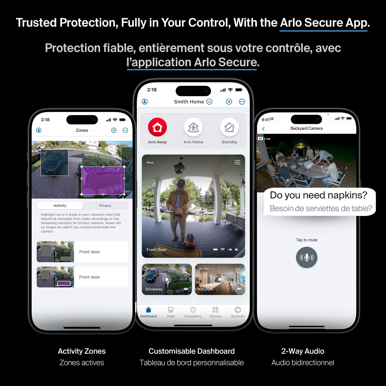 Caméra de surveillance à projecteur d'illumination avec fil 2K Pro 3 d'Arlo - Blanc
