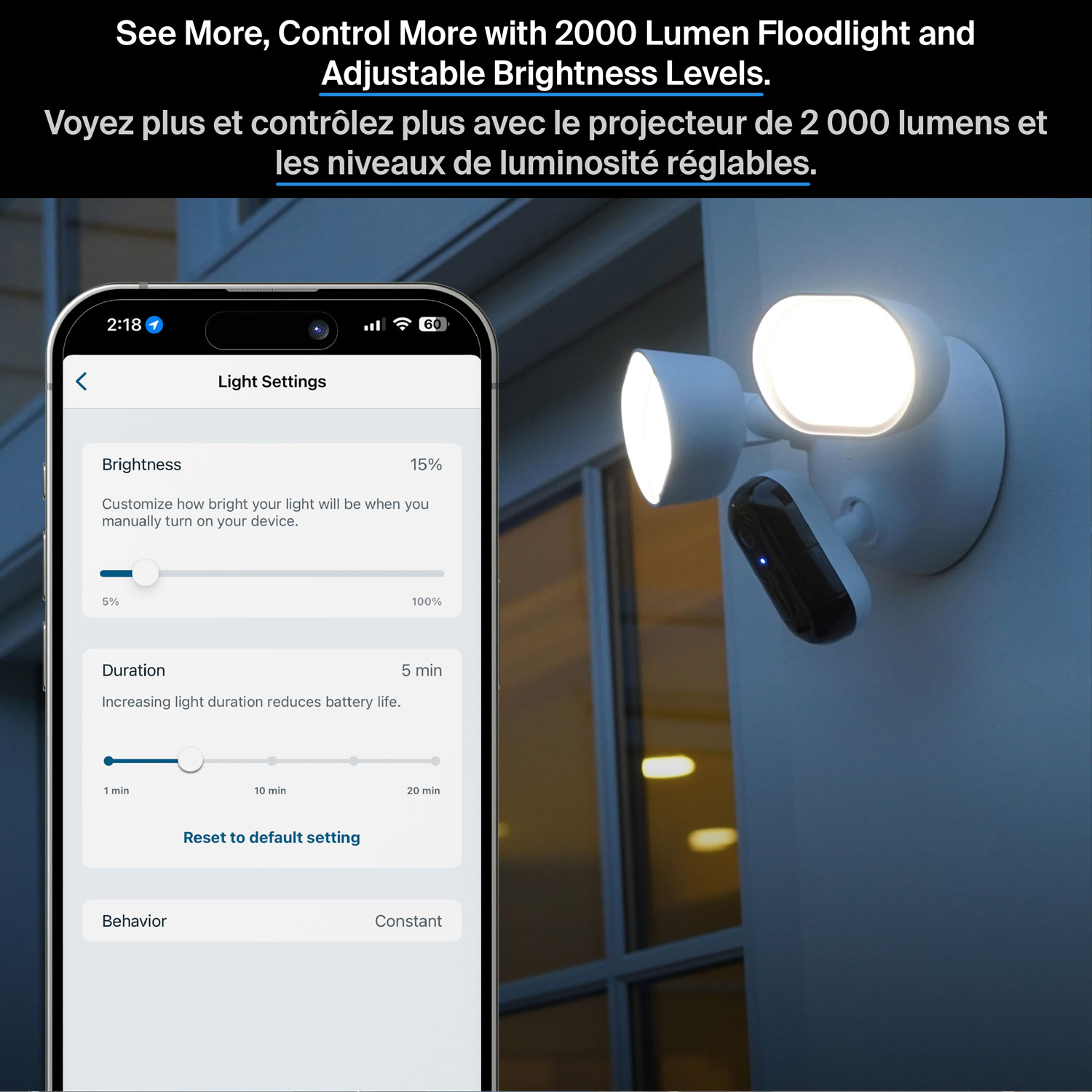 Caméra de surveillance à projecteur d'illumination avec fil 2K Pro 3 d'Arlo - Blanc