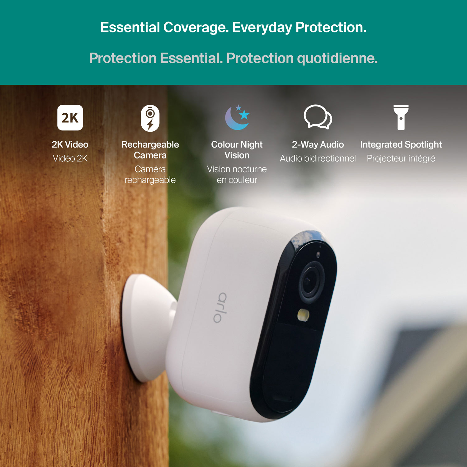 Caméra de surveillance sans fil 2K 3e génération Arlo Essential - Blanc