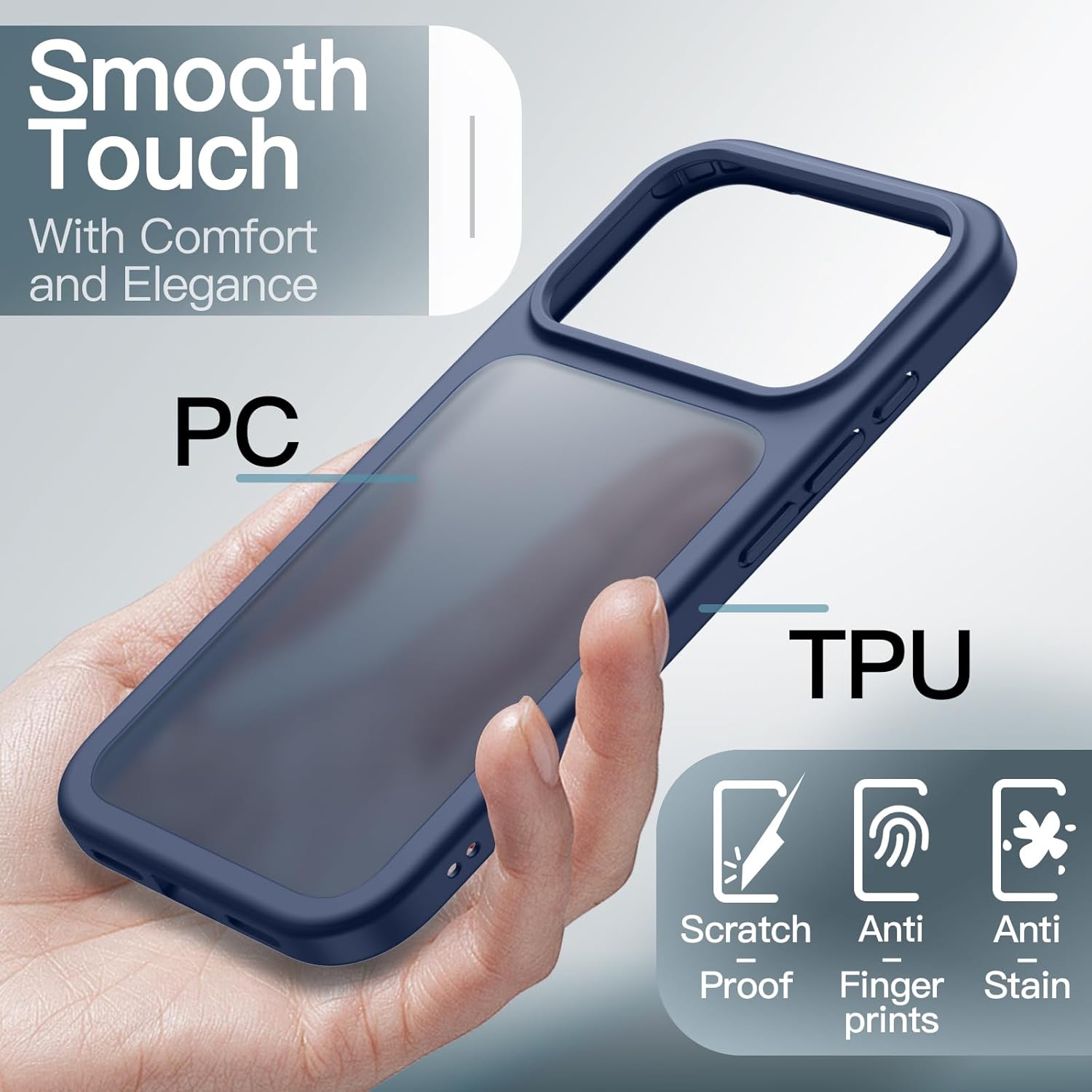 JETech Matte Case for iPhone 17 Pro 6.3-Inch, Shockproof Military Grade Drop Protection, Frosted Translucent Back Minimalist Phone Cover,