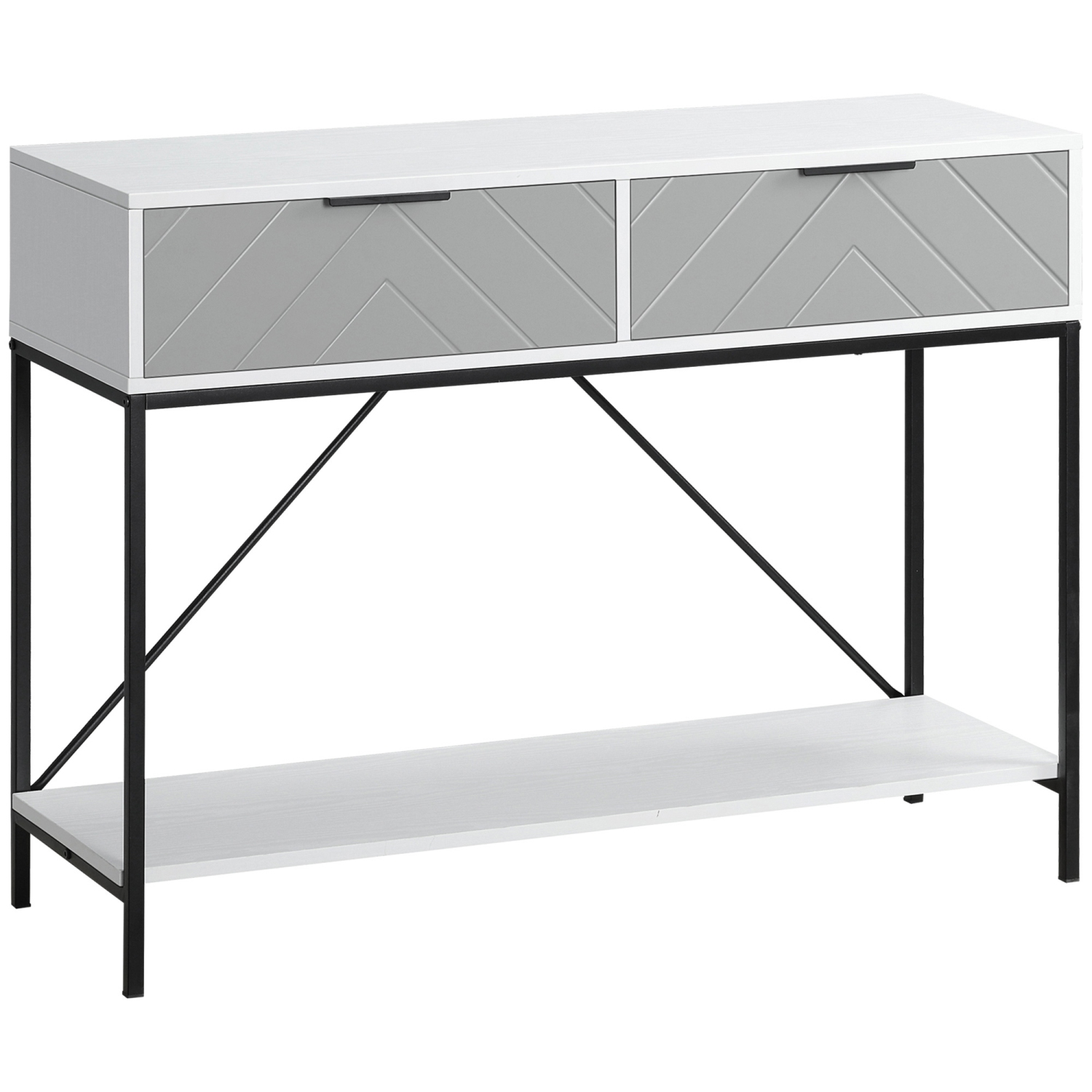 HOMCOM Modern Console Table with 2 Drawers, 2 Tier Entryway Table with Storage Shelf, Narrow Sofa Table for Living Room, Hallway, White