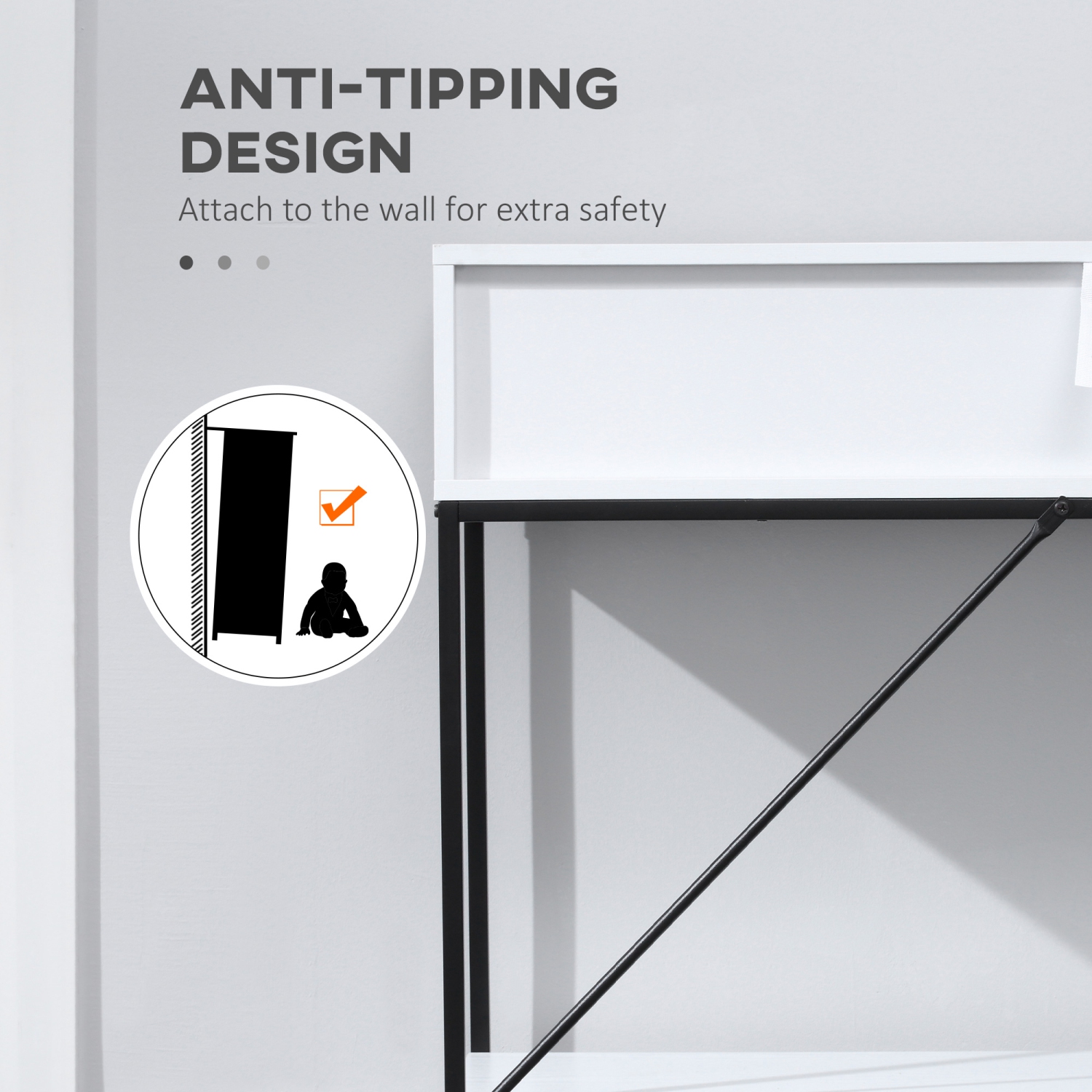 HOMCOM Modern Console Table with 2 Drawers, 2 Tier Entryway Table with Storage Shelf, Narrow Sofa Table for Living Room, Hallway, White