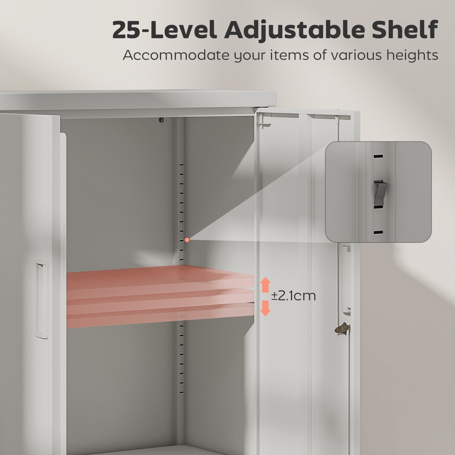 HOMCOM – Armoire de rangement en métal avec verrous, classeur latéral avec tablette réglable et tiroir classeur pour dossiers A4/lettre/légal/F4,