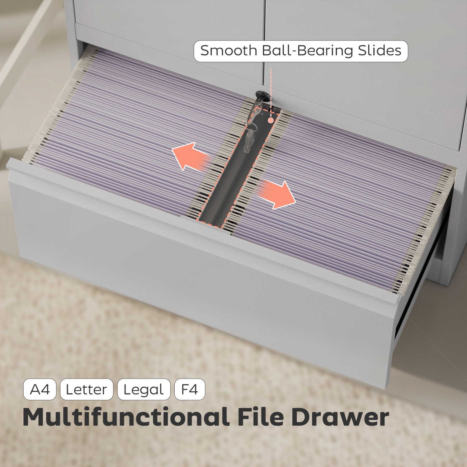 HOMCOM – Armoire de rangement en métal avec verrous, classeur latéral avec tablette réglable et tiroir classeur pour dossiers A4/lettre/légal/F4,