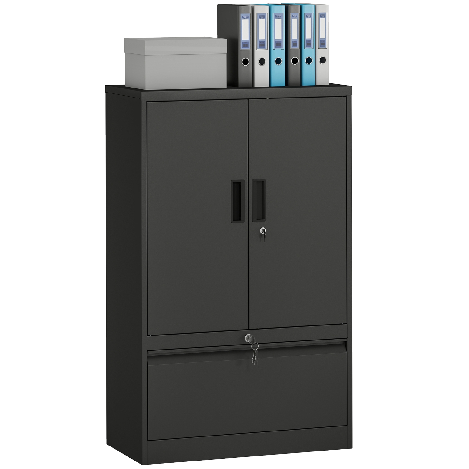 HOMCOM – Armoire de rangement en métal avec verrous, classeur latéral avec tablette réglable et tiroir classeur pour dossiers A4/lettre/légal/F4,