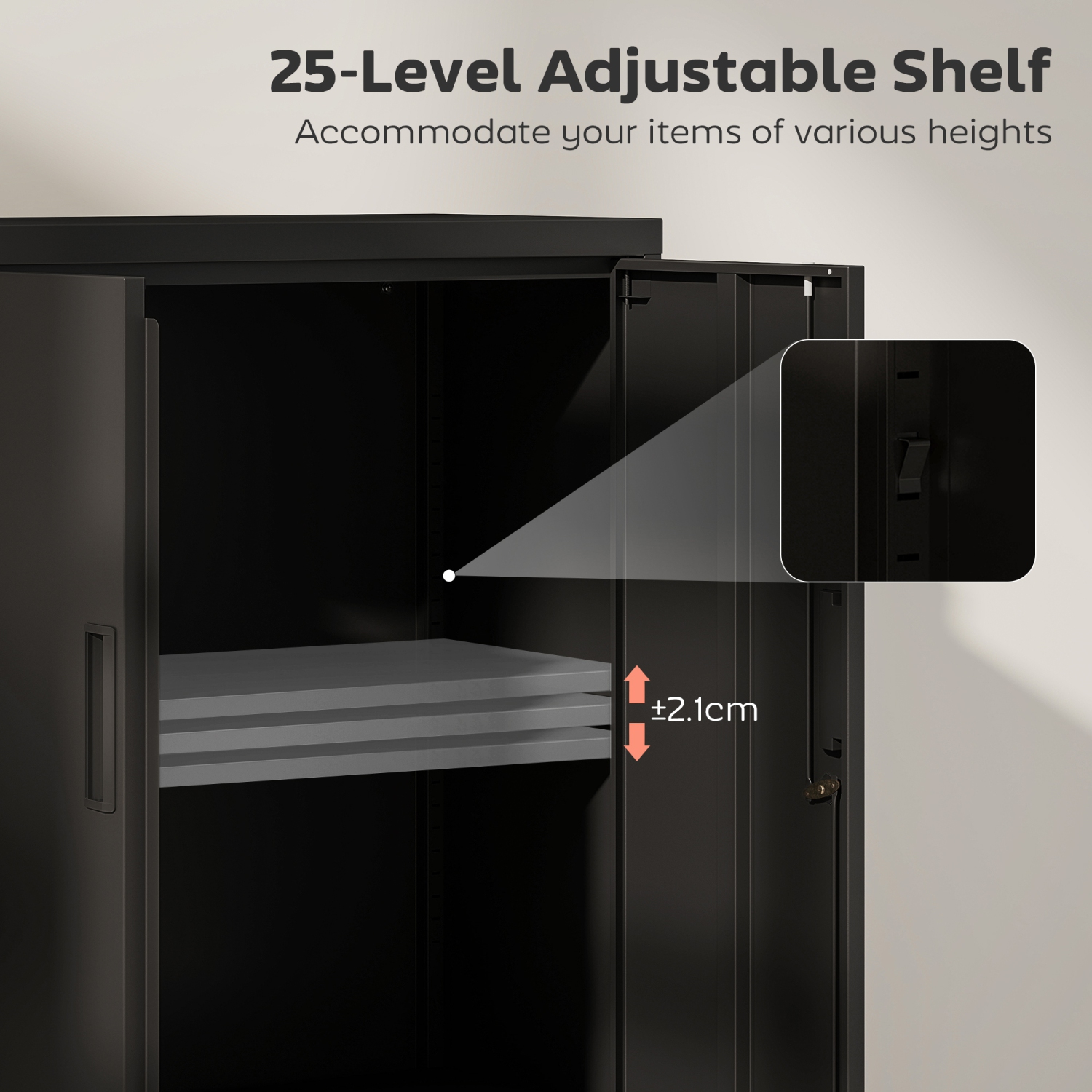 HOMCOM – Armoire de rangement en métal avec verrous, classeur latéral avec tablette réglable et tiroir classeur pour dossiers A4/lettre/légal/F4,