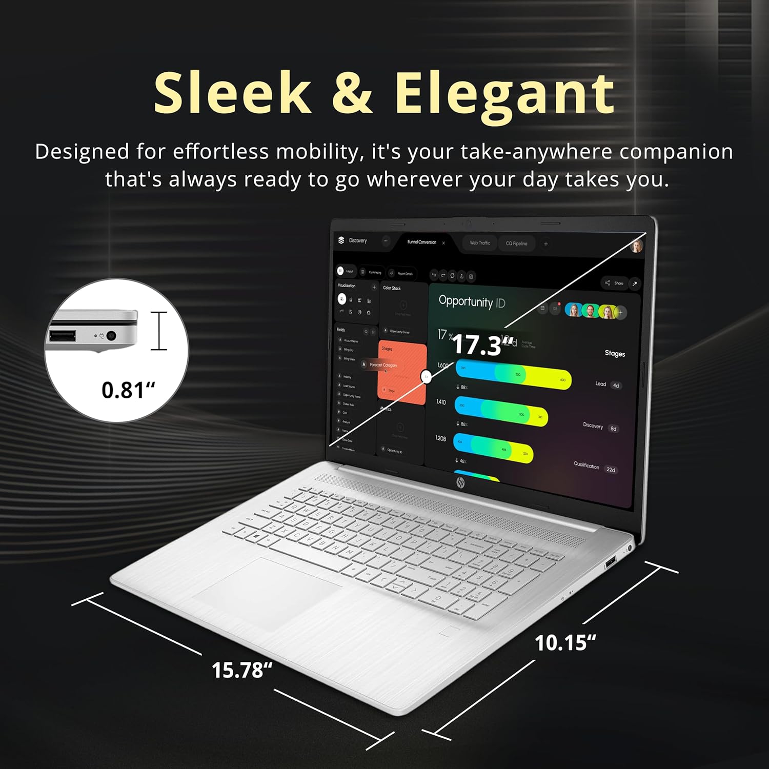 HP 17.3" FHD IPS Laptop, Intel i5-1334U,1.16TB Storage,32GB RAM,Iris Xe Graphics, Backlit Keyboard, Fingerprint, Wi-Fi 6, Win 11 Pro, Silver