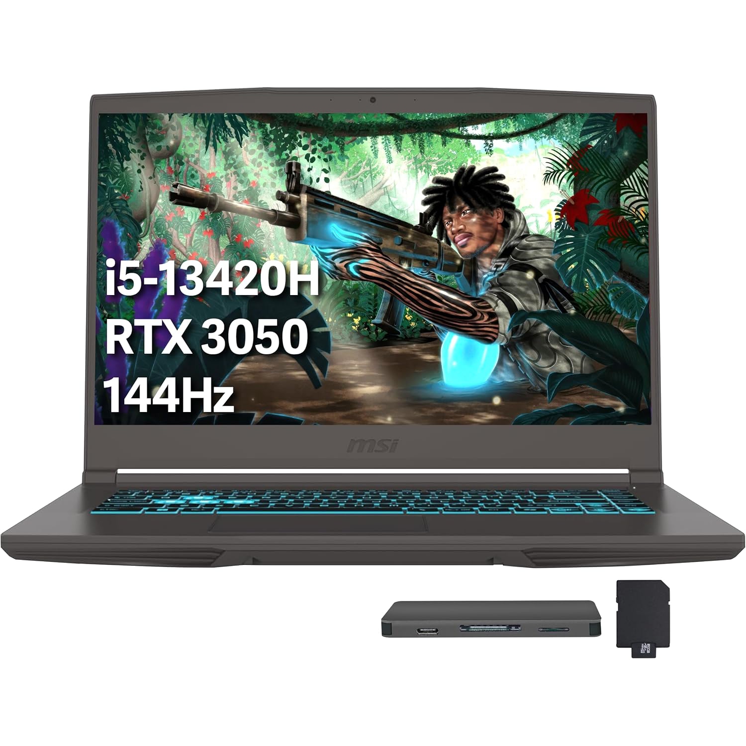 MSI Thin 15.6" FHD IPS 144Hz Gaming Laptop, Intel i5-13420H, NVIDIA GeForce RTX 3050,2TB PCIe SSD,64GB RAM,Keyboard Backlit, Win 11 Pro, Gray, 512GB