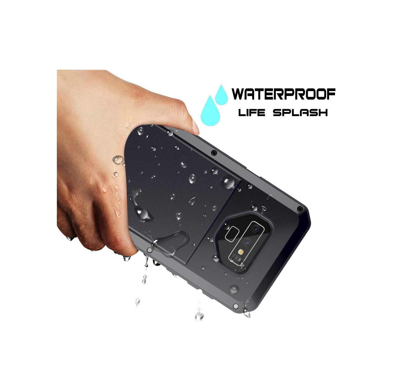 Convient pour Samsung Galaxy Note9 étui protecteur pour téléphone mobile extérieur étanche et antichoc triple coque - noir