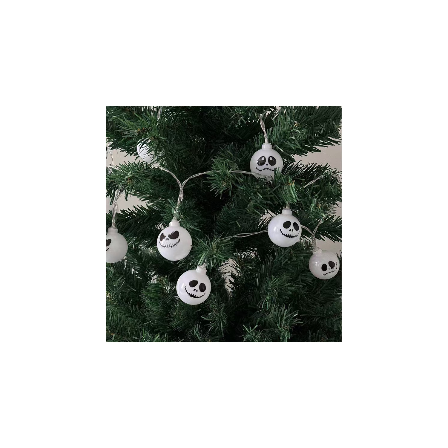 Guirlande de 20 lumières LED à visage fantôme, visage fantôme drôle, forme de crâne fantôme, à piles, lumière d'ambiance décorative intérieure et