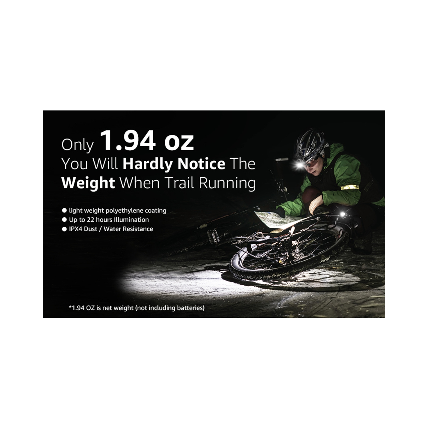 3 piles AAA à cellules sèches, 300 lumens, haute luminosité, lampe frontale étanche pour la course et le camping, convient pour la randonnée, le