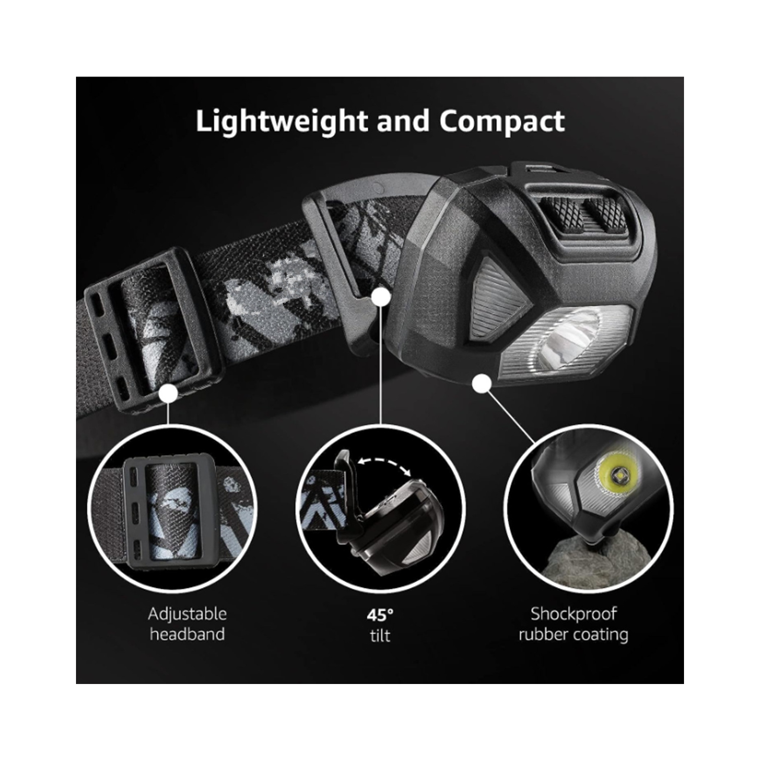 3 piles AAA à cellules sèches, 300 lumens, haute luminosité, lampe frontale étanche pour la course et le camping, convient pour la randonnée, le