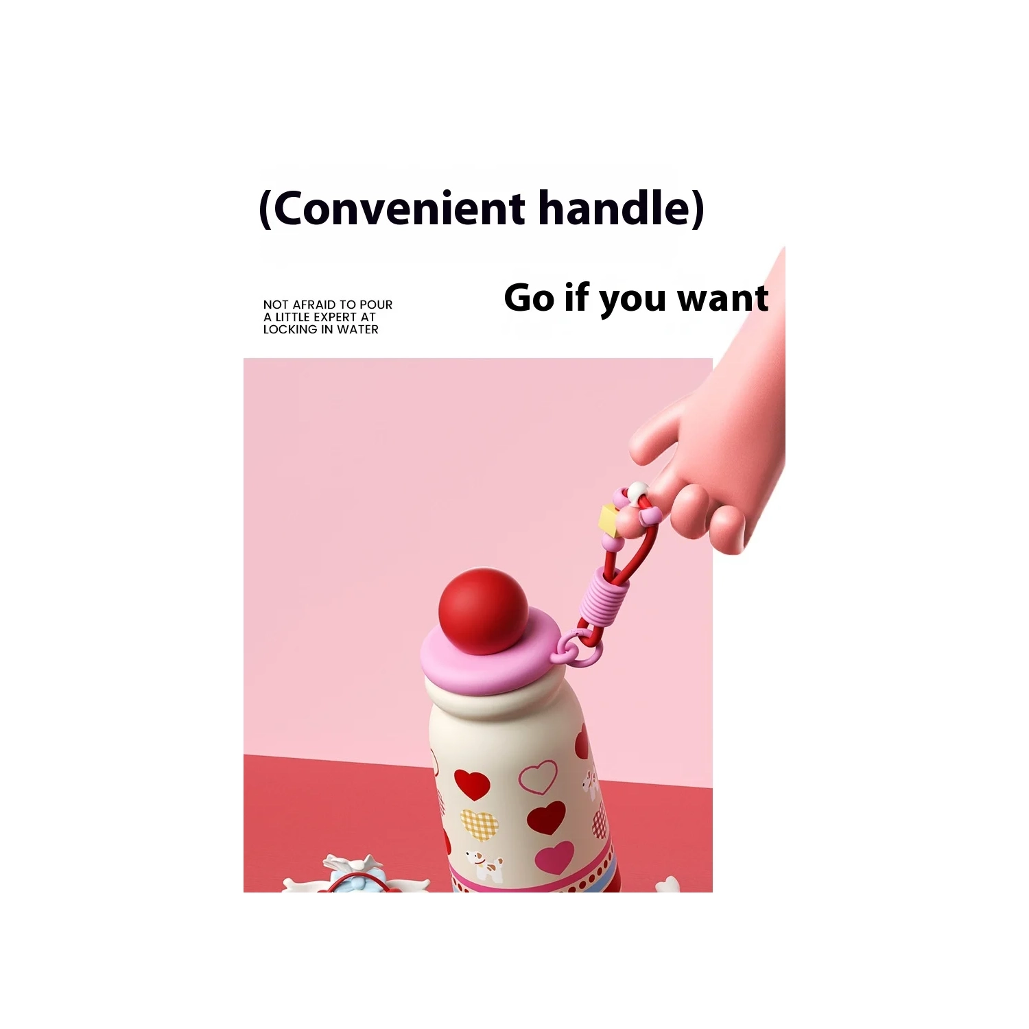 ins new earth cup cartoon straw water cup student portable cute 316 stainless steel insulation cup ball cup -Red