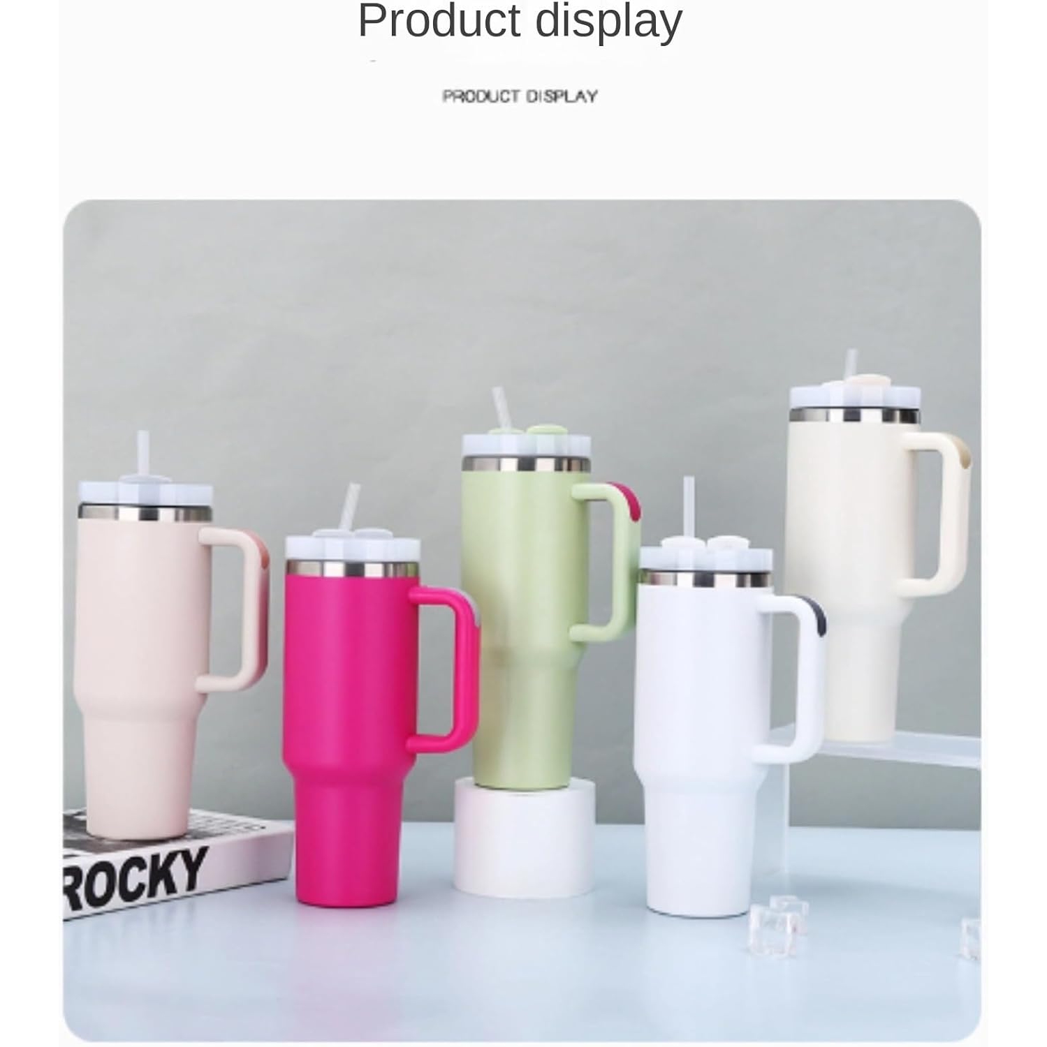 Tasse isotherme en acier inoxydable 2ᵉ Generation 304 de 40&nbsp;oz, gobelet d'extérieur avec poignée, gobelet à paille de grande capacité [gobelet à