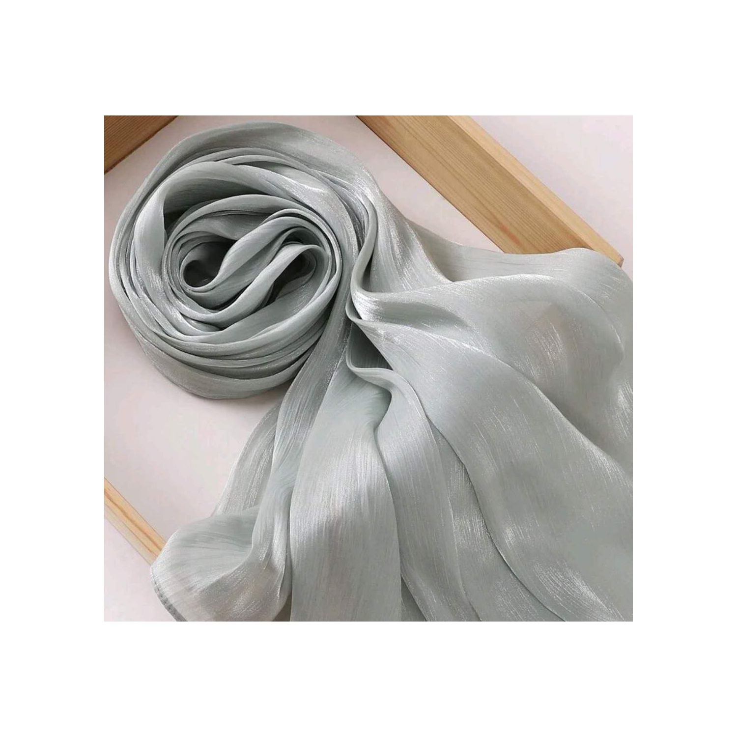 Premium Soft Shimmer Hijab Head Scarf for Islamic Muslim Hair Wraps Women Lightweight Scarves Sheer Crepe Shawl - Color 8