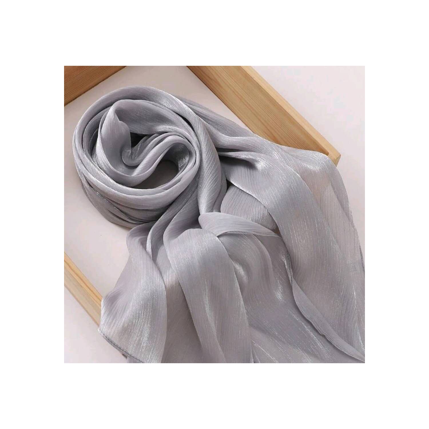 Premium Soft Shimmer Hijab Head Scarf for Islamic Muslim Hair Wraps Women Lightweight Scarves Sheer Crepe Shawl - Color 12