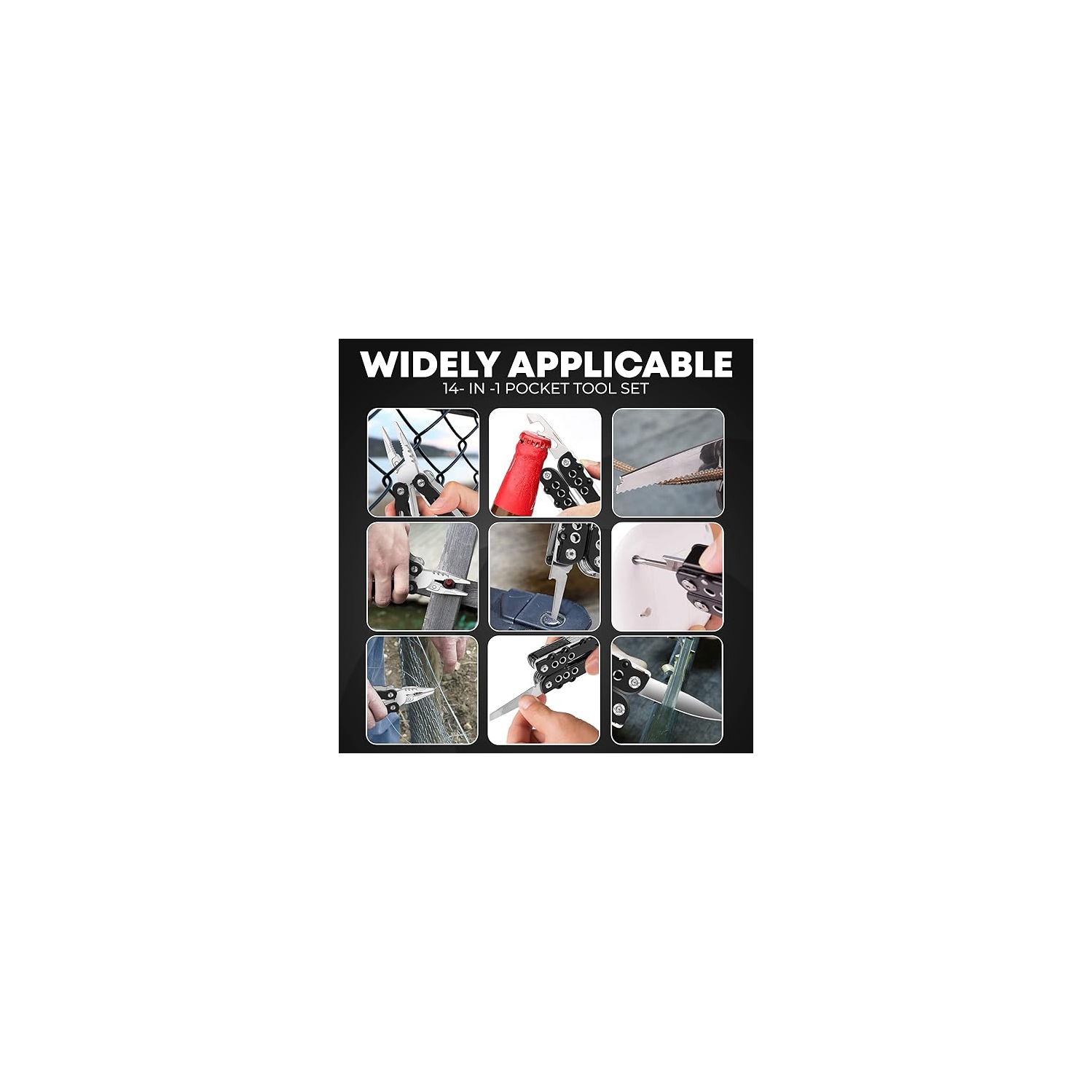 Couteau de poche 14-en-1 Pinces de GrowToChoice Couteau suisse en acier inoxydable Accessoires de camping