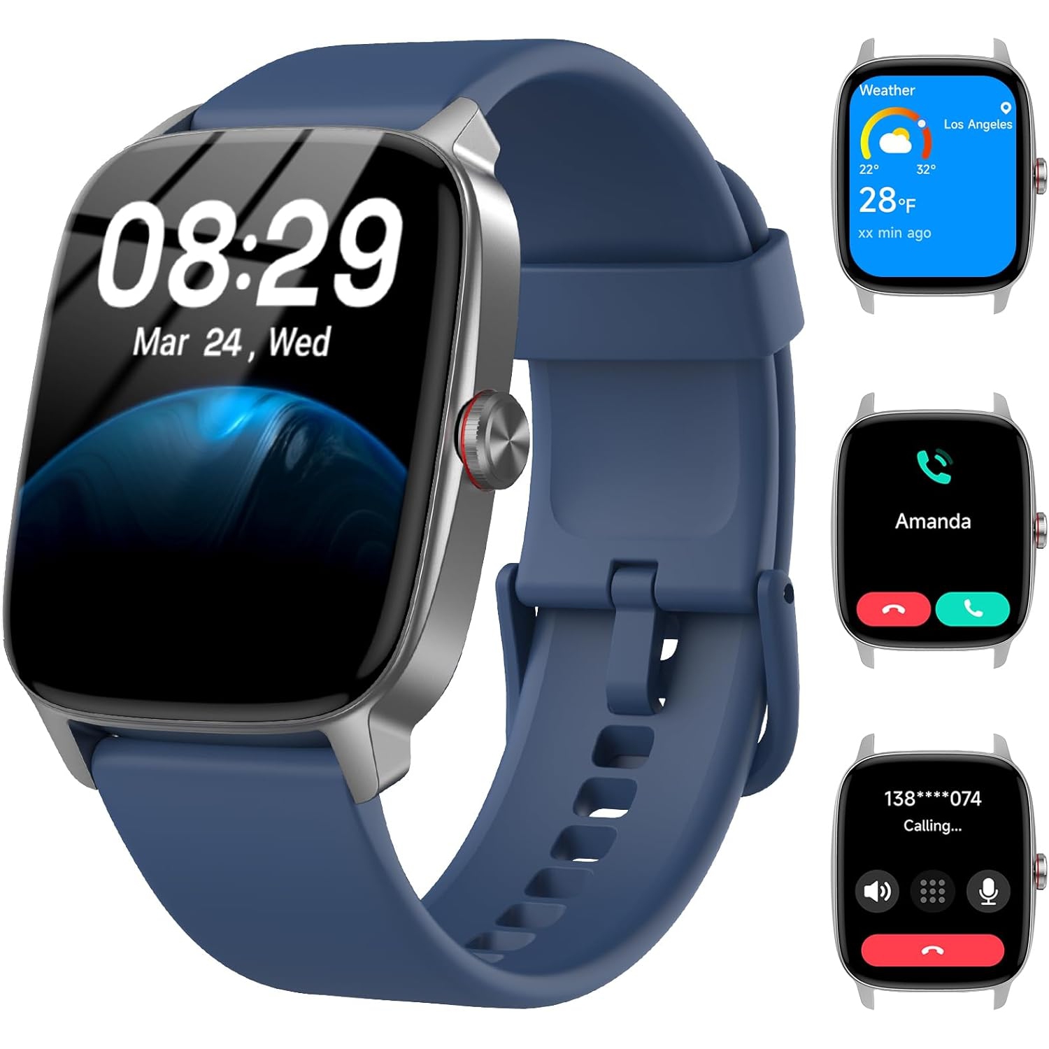 Smart Watch for Men Women, Bluetooth Call Smartwatch with AI Voice, 1.85" HD DIY Dial Fitness Watch, Heart Rate/SpO2/Steps/Sleep Monitor, 100+ Sports