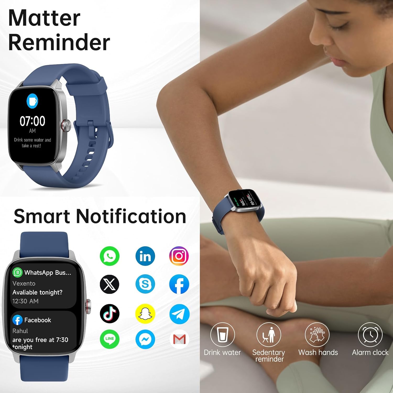 Smart Watch for Men Women, Bluetooth Call Smartwatch with AI Voice, 1.85" HD DIY Dial Fitness Watch, Heart Rate/SpO2/Steps/Sleep Monitor, 100+ Sports