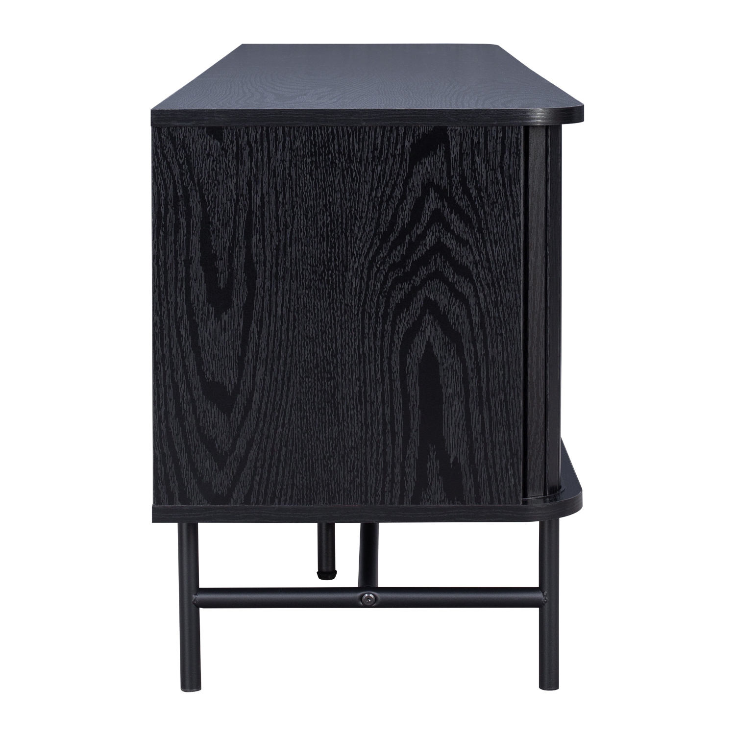 Meuble pour téléviseur en bois d'ingénierie noir Hikari de CorLiving pour la plupart des téléviseurs de 75&nbsp;po et moins avec portes coulissantes