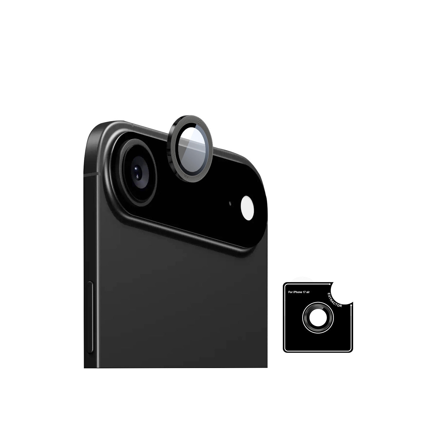 Verre [Shield] d'Uolo pour caméra d'iPhone Air, protecteur d'écran pour lentille de caméra d'iPhone 17 Air - Noir