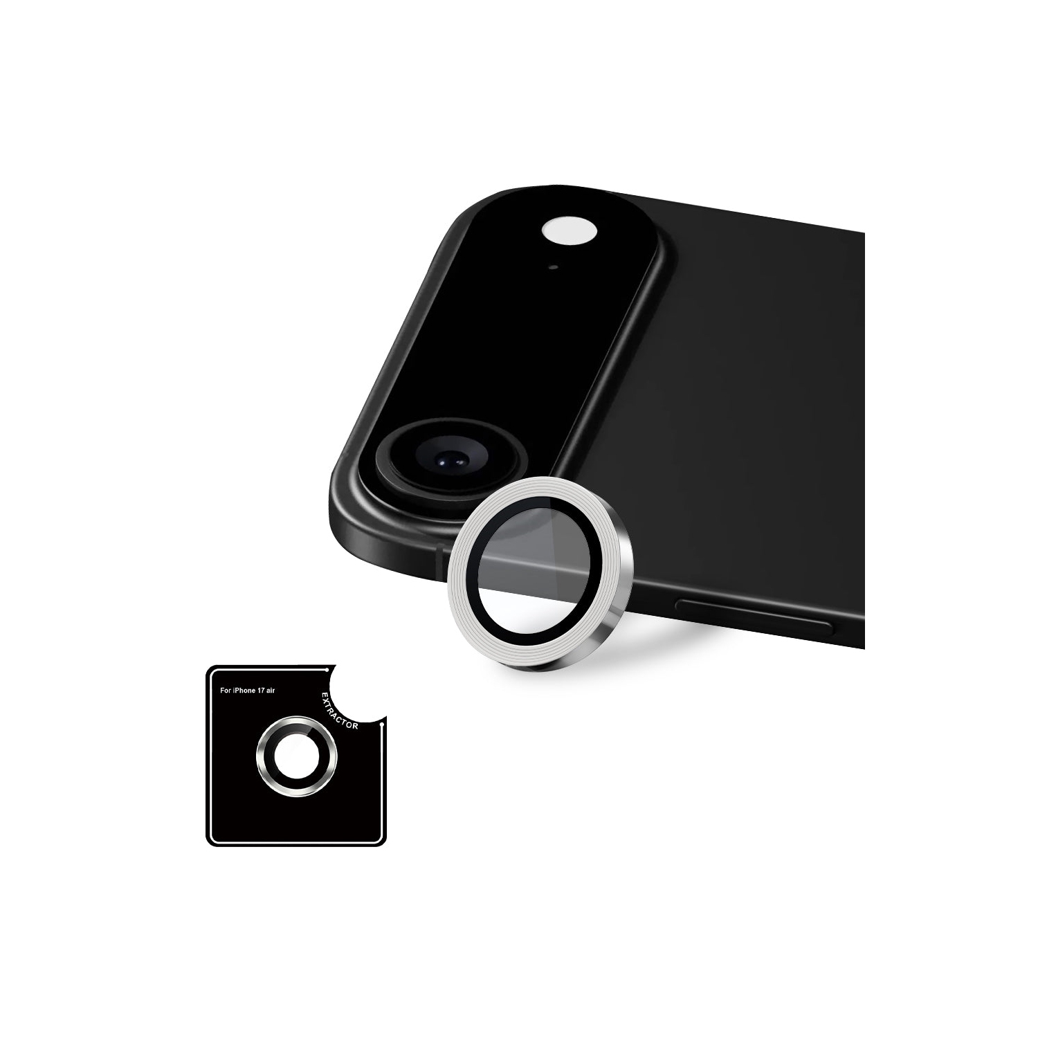 Verre [Shield] d'Uolo pour caméra d'iPhone Air, protecteur d'écran pour caméra d'iPhone 17 Air - Argenté