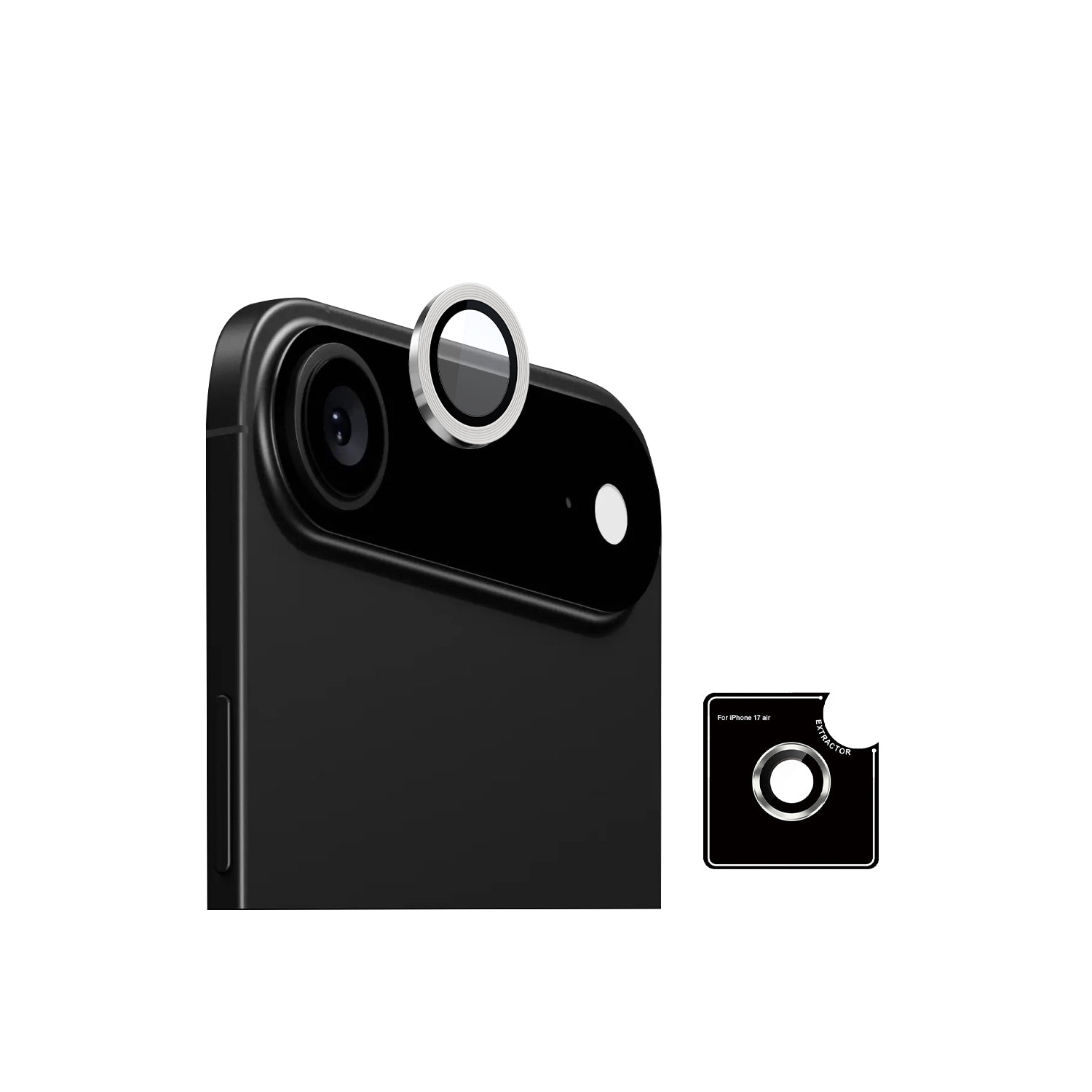 Verre [Shield] d'Uolo pour caméra d'iPhone Air, protecteur d'écran pour caméra d'iPhone 17 Air - Argenté