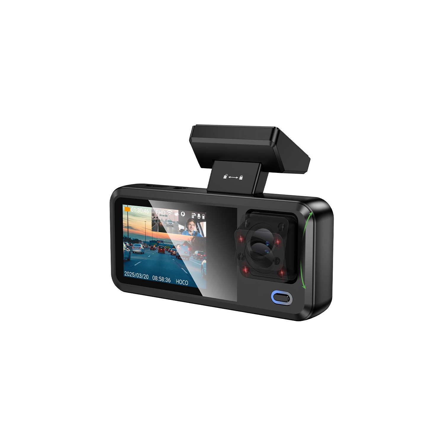 Caméra de tableau de bord avec enregistreur de conduite à trois canaux DV15