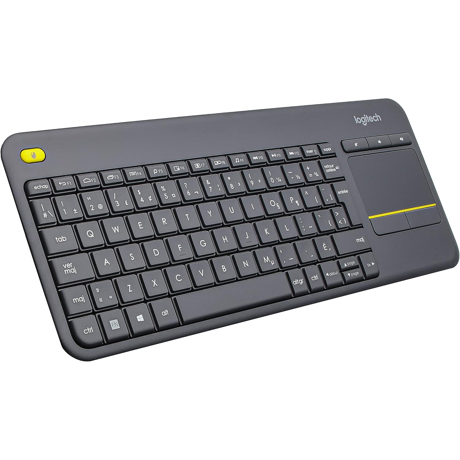 Refurbished Logitech Wireless Touch Keyboard K400 Plus, Black - French Layout