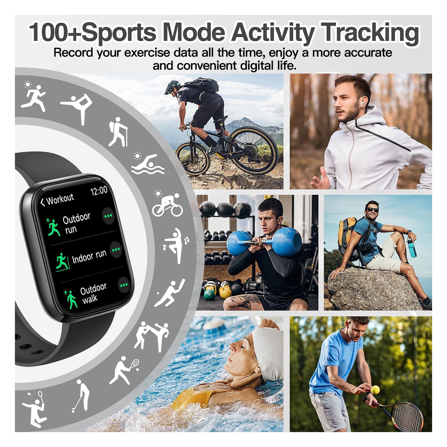 Mehiaz Smart Watch for Men Women with Bluetooth Call,Alexa Built-in Smartwatch,1.83"DIY Dial Fitness Watch with Sleep Heart Rate SpO2 Monitor,100+