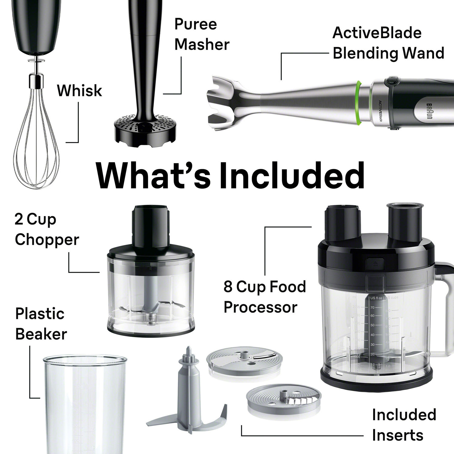 Braun MultiQuick 9 2L 700-Watt Hand Blender - Black Stainless Steel