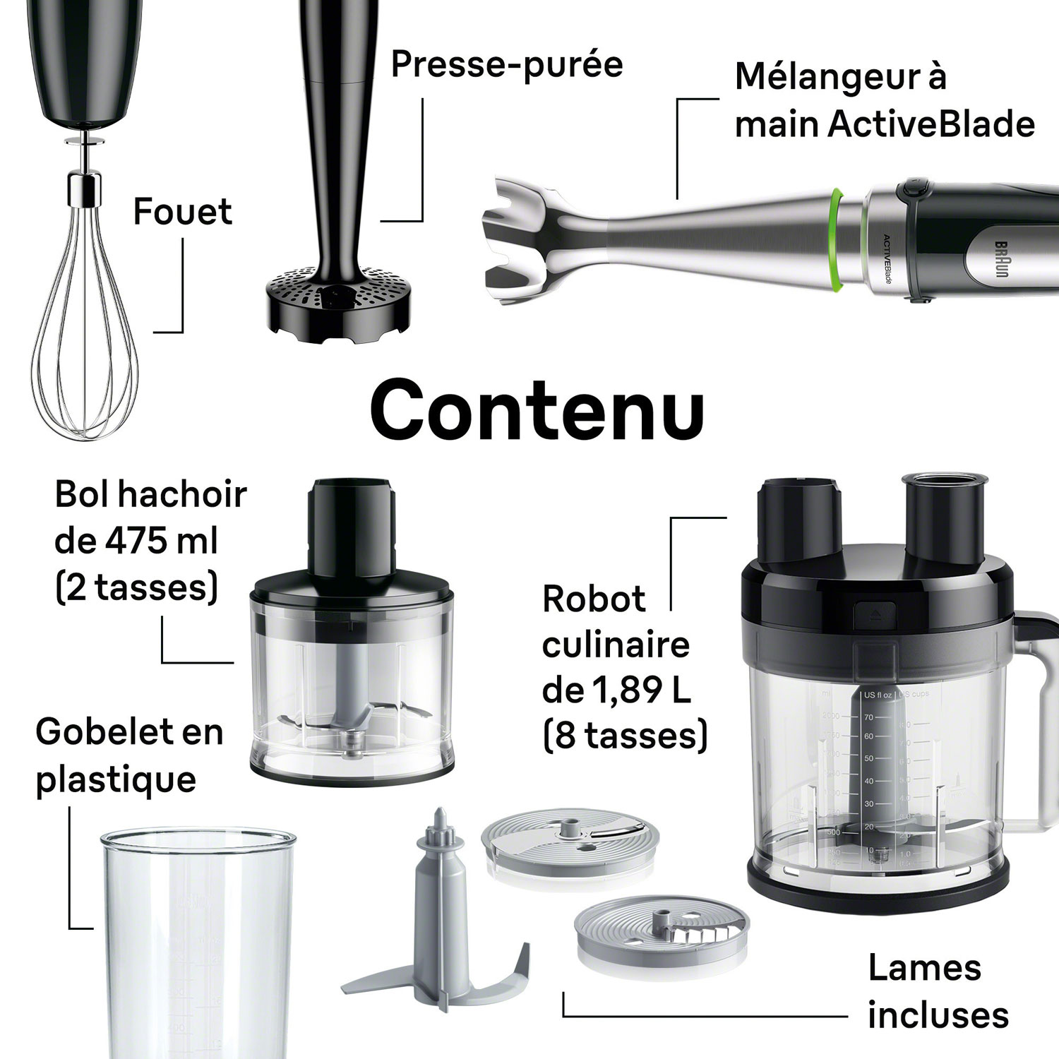 Braun MultiQuick 9 2L 700-Watt Hand Blender - Black Stainless Steel