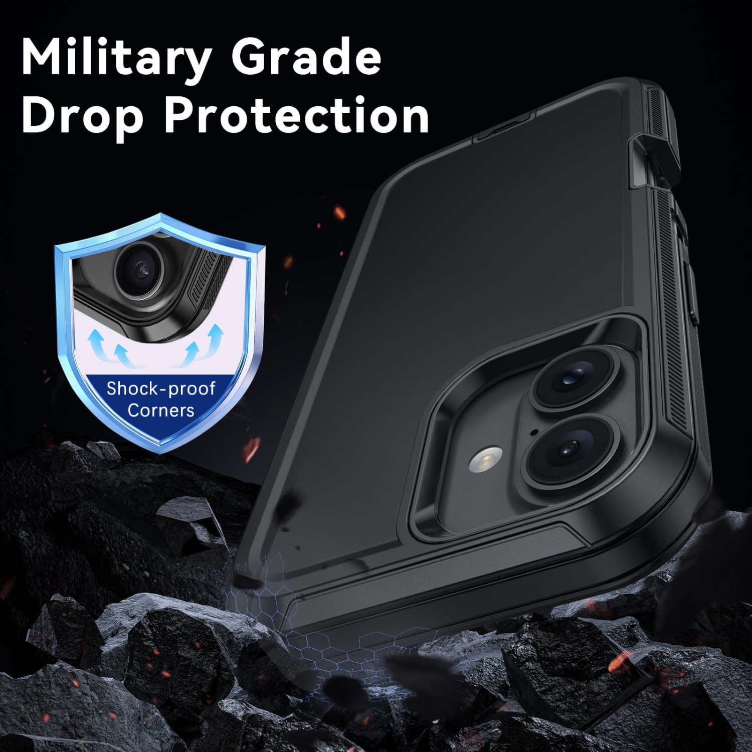 Étui pour iPhone 17, étui robuste antichoc de qualité militaire, protection contre les chutes iPhone 17 avec pince de ceinture, pare-chocs intégral