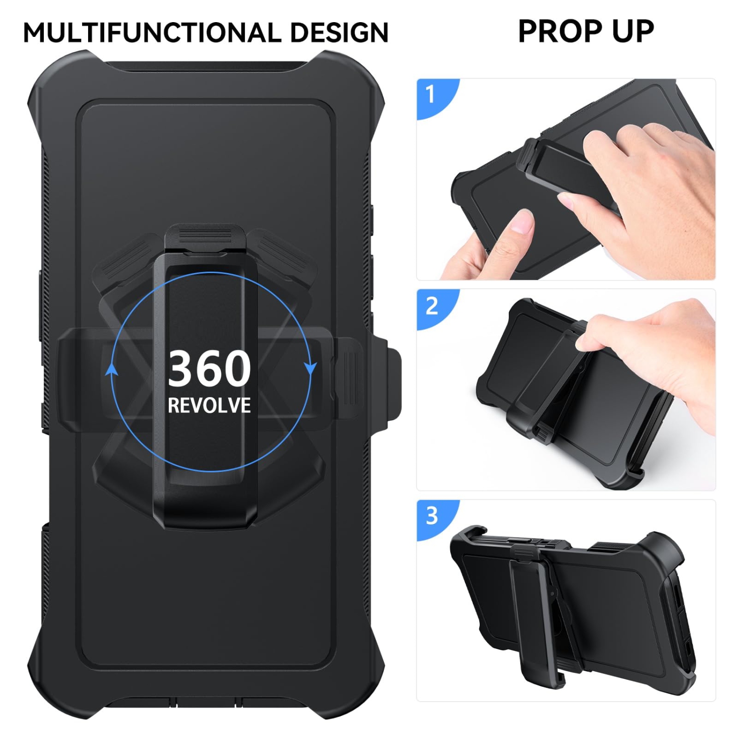 Étui pour iPhone 17, étui robuste antichoc de qualité militaire, protection contre les chutes iPhone 17 avec pince de ceinture, pare-chocs intégral