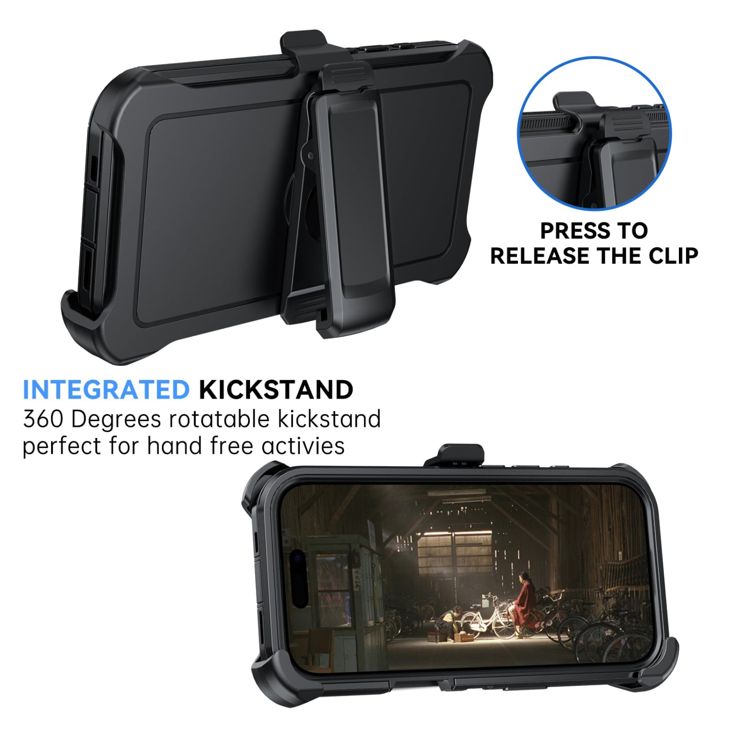 Étui pour iPhone 17, étui robuste antichoc de qualité militaire, protection contre les chutes iPhone 17 avec pince de ceinture, pare-chocs intégral