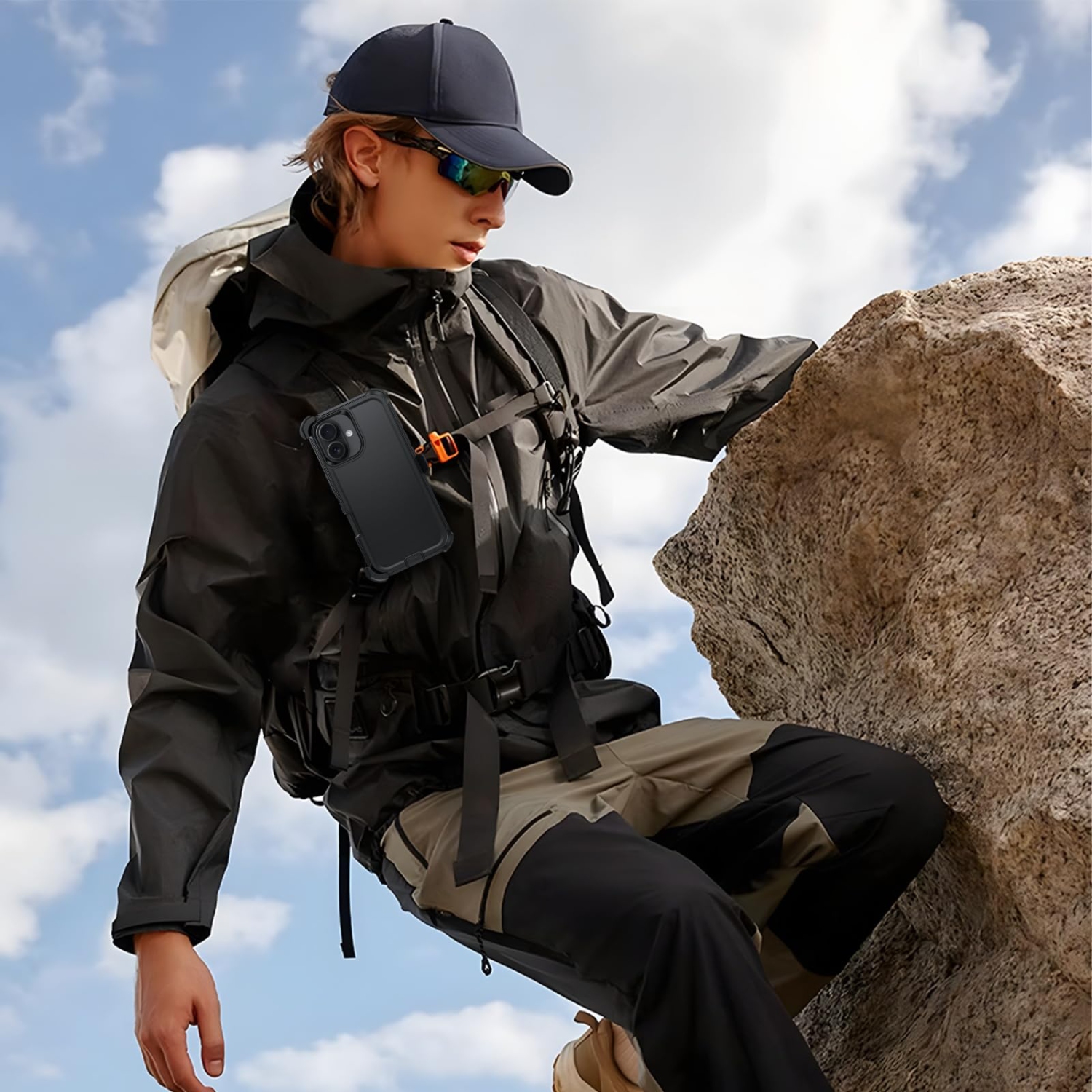 Étui pour iPhone 17, étui robuste antichoc de qualité militaire, protection contre les chutes iPhone 17 avec pince de ceinture, pare-chocs intégral