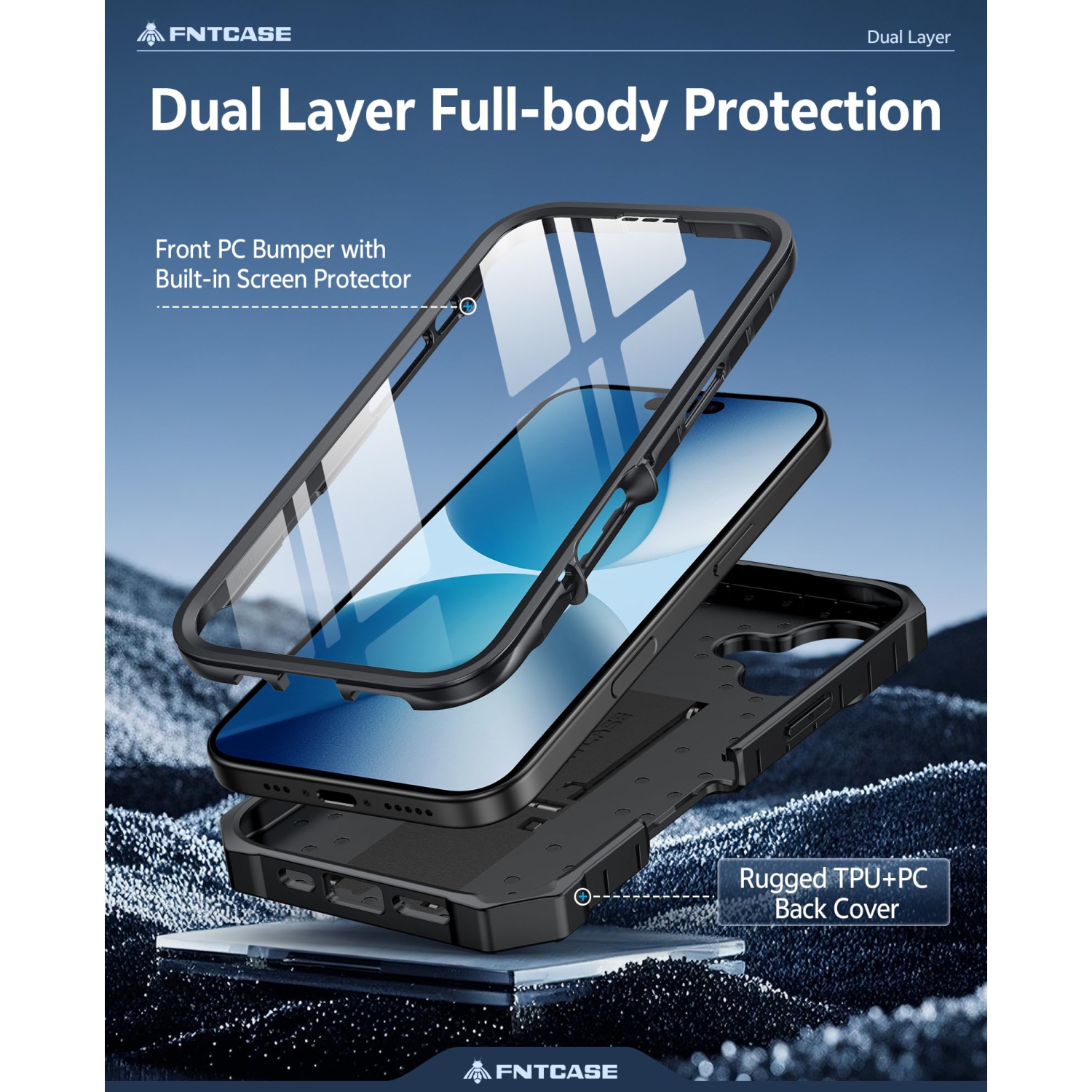 iPhone 17 Phone Case: Military Grade Drop Proof Protection Mobile Cover with Kickstand | Matte Textured Rugged Shockproof TPU | Protective Sturdy