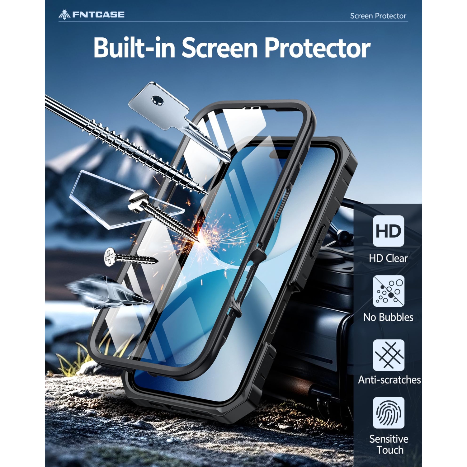 iPhone 17 Phone Case: Military Grade Drop Proof Protection Mobile Cover with Kickstand | Matte Textured Rugged Shockproof TPU | Protective Sturdy