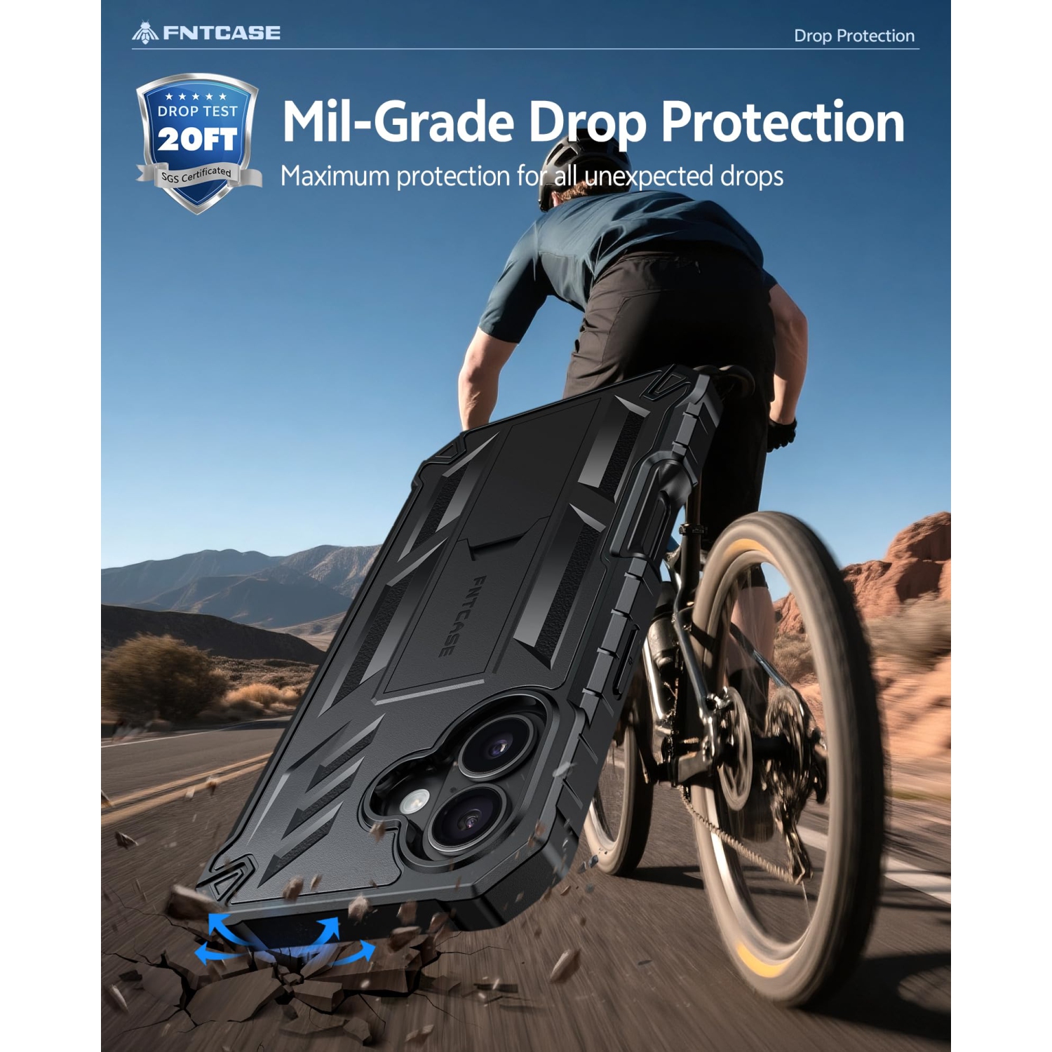 iPhone 17 Phone Case: Military Grade Drop Proof Protection Mobile Cover with Kickstand | Matte Textured Rugged Shockproof TPU | Protective Sturdy