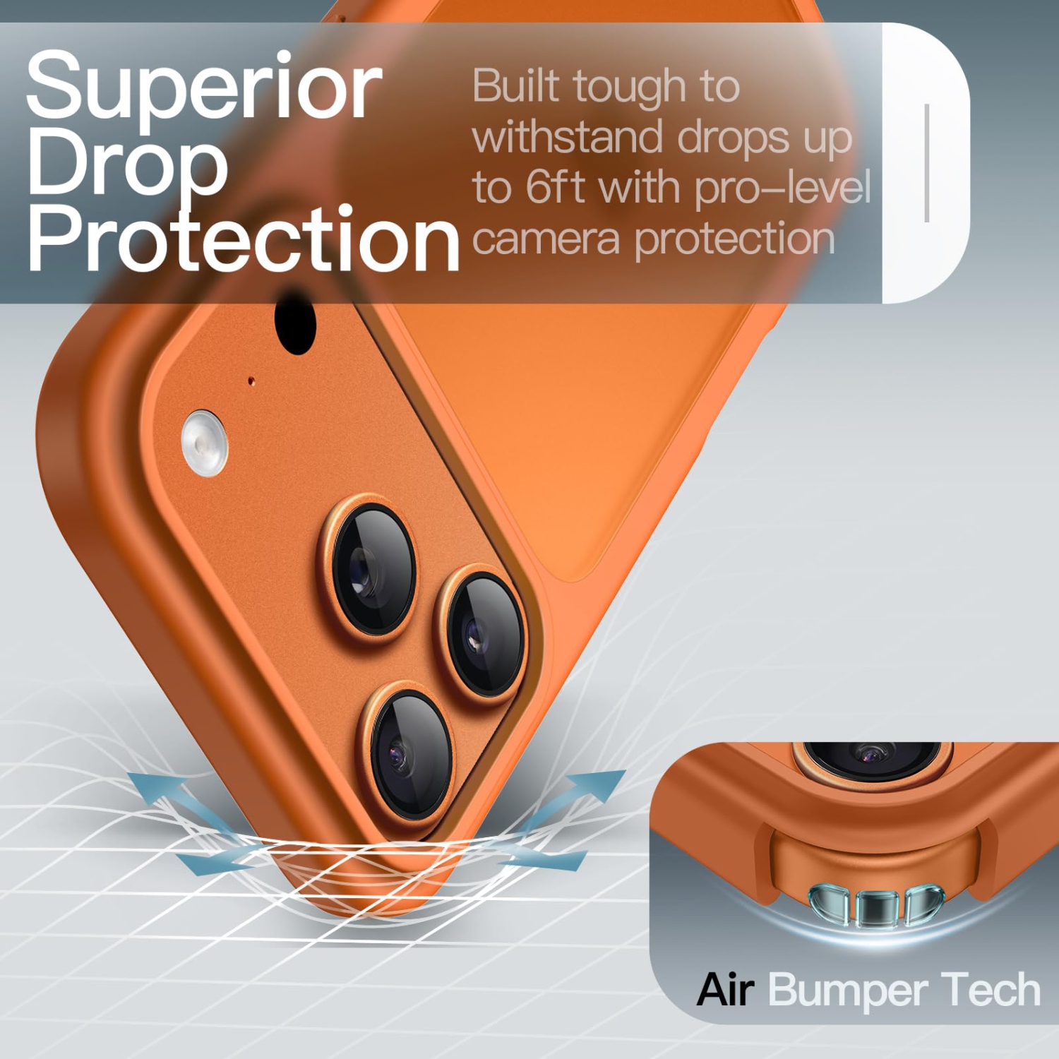 iPhone 17 Pro 6.3-Inch, Shockproof Military Grade Drop Protection, Frosted Translucent Back Minimalist Phone Cover, Anti-Fingerprint