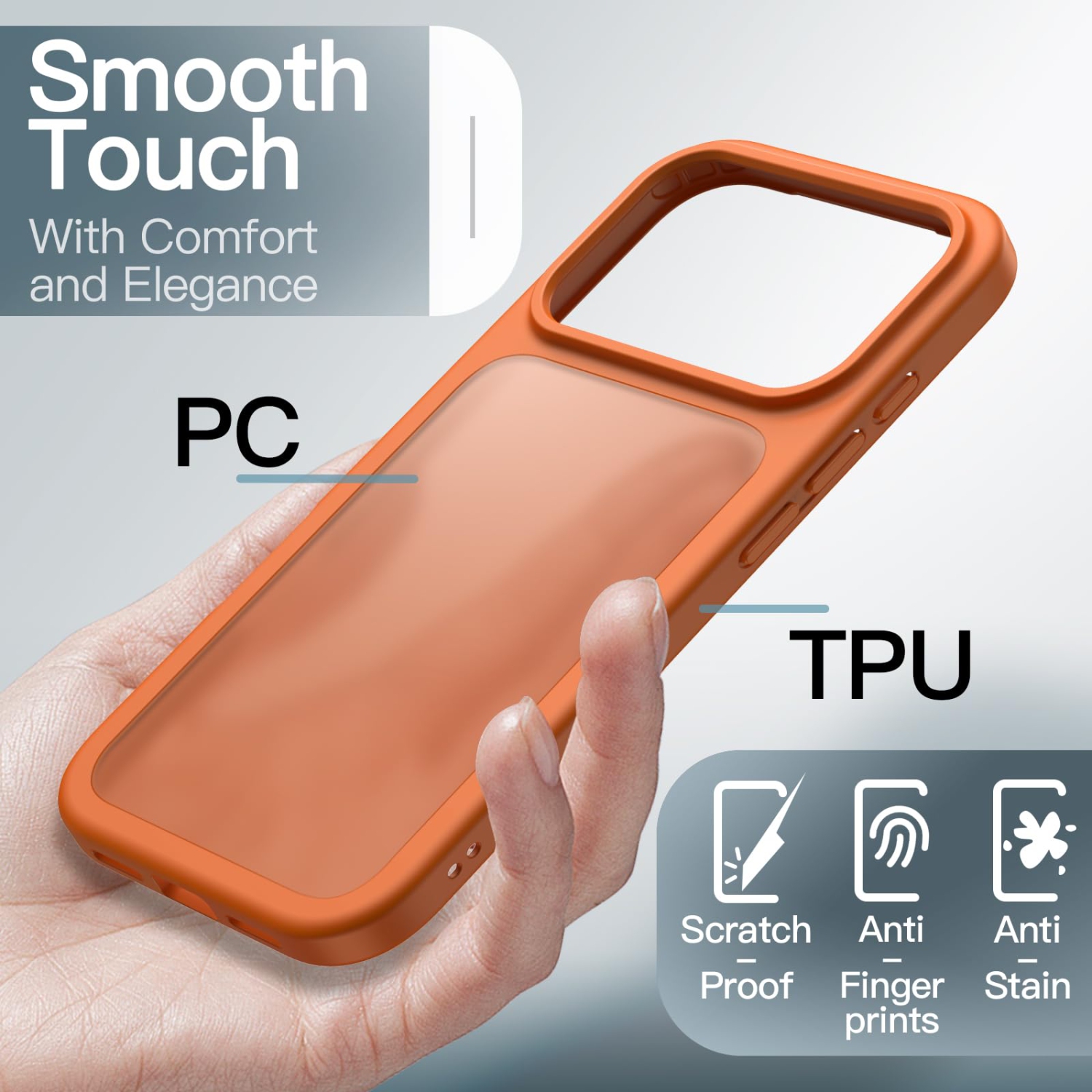 iPhone 17 Pro 6.3-Inch, Shockproof Military Grade Drop Protection, Frosted Translucent Back Minimalist Phone Cover, Anti-Fingerprint