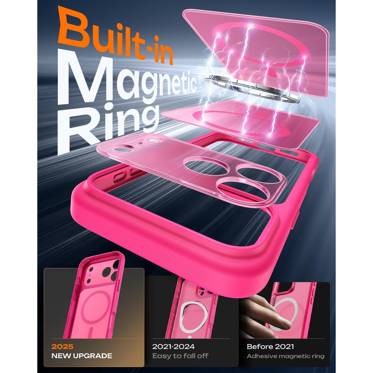 iPhone 17 Pro Case, Full Camera Protection, Built-in Magnetic Ring, Compatible with Magsafe, Drop Protection, Translucent Matte Phone Case for iPhone