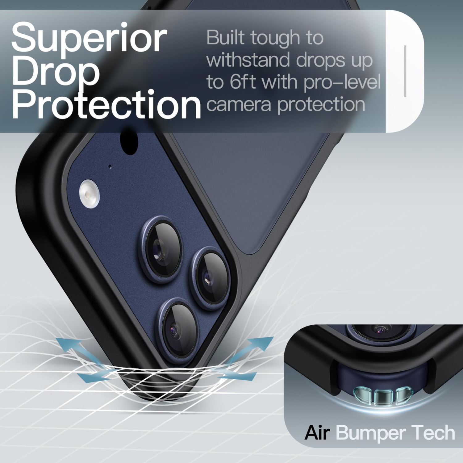 iPhone 17 Pro 6.3-Inch, Shockproof Military Grade Drop Protection, Frosted Translucent Back Minimalist Phone Cover, Anti-Fingerprint