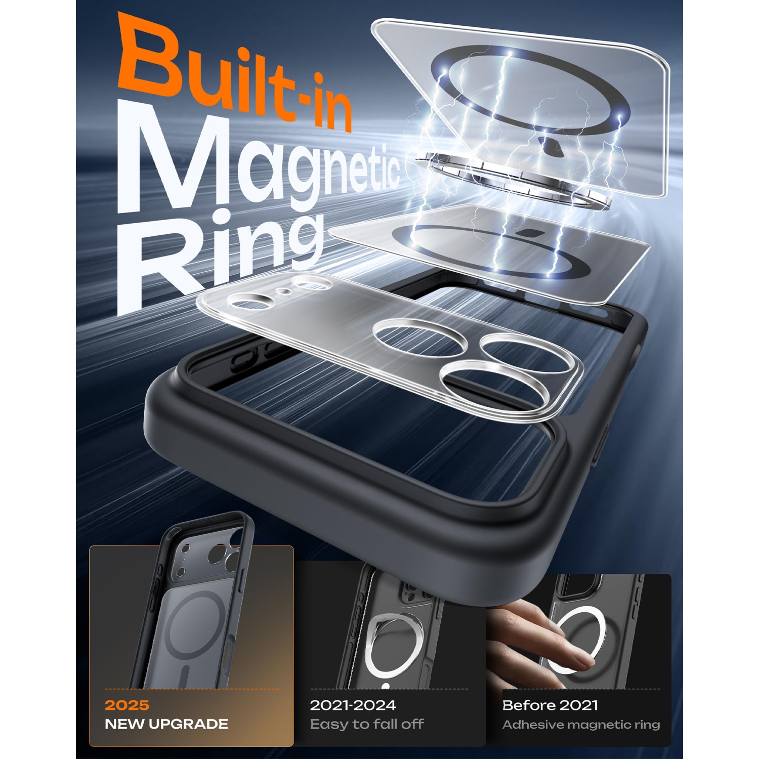 iPhone 17 Pro Case, Full Camera Protection, Built-in Magnetic Ring, Compatible with Magsafe, Drop Protection, Translucent Matte Phone Case for iPhone