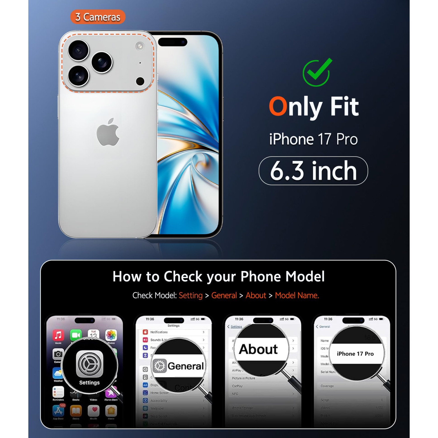 iPhone 17 Pro Case: Clear Magnetic Transparent Phone Cases with Screen Protector Slim Anti Yellowing Military Grade Drop Protection Rugged Shockproof