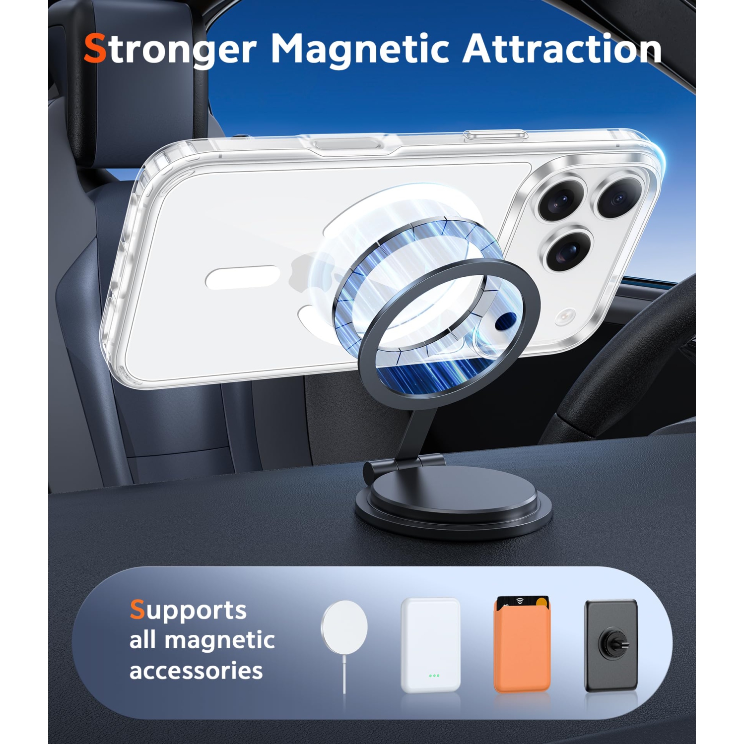 iPhone 17 Pro Case: Clear Magnetic Transparent Phone Cases with Screen Protector Slim Anti Yellowing Military Grade Drop Protection Rugged Shockproof