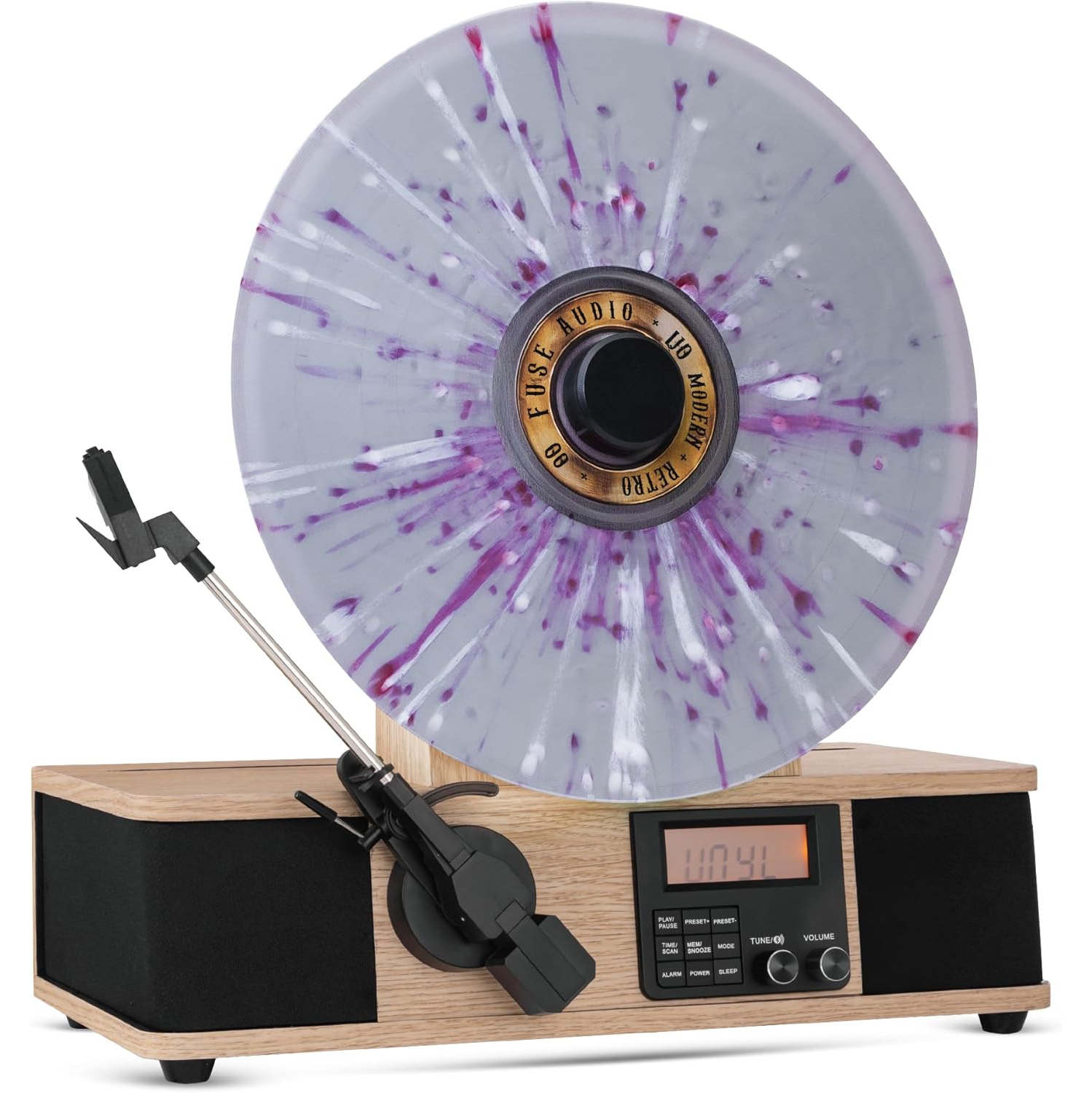 Fuse WRAP Vertical Vinyl Record Player Turntable with Bluetooth In/Out and FM Radio