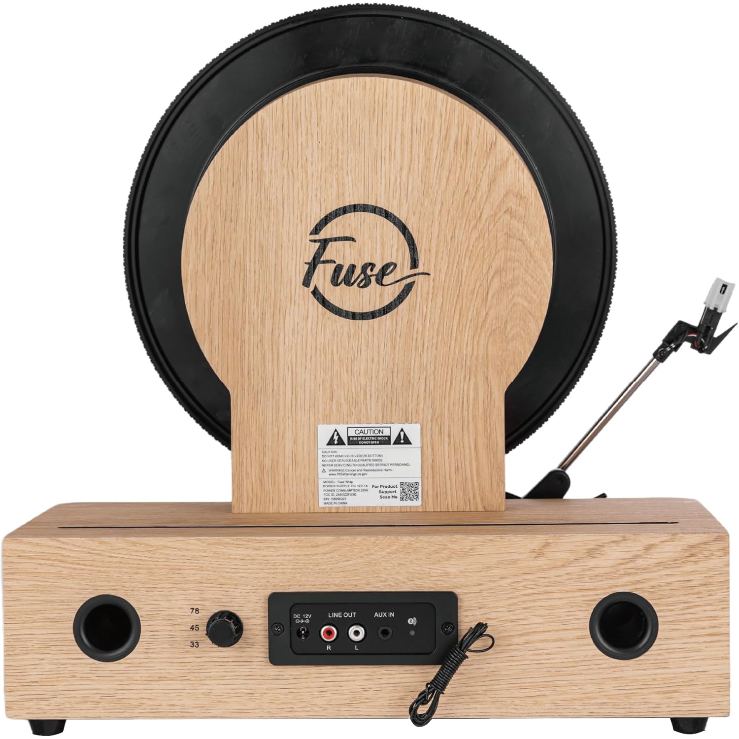 Fuse WRAP Vertical Vinyl Record Player Turntable with Bluetooth In/Out and FM Radio